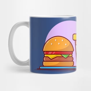 Burger And Soda Cartoon Vector Icon Illustration (11) Mug